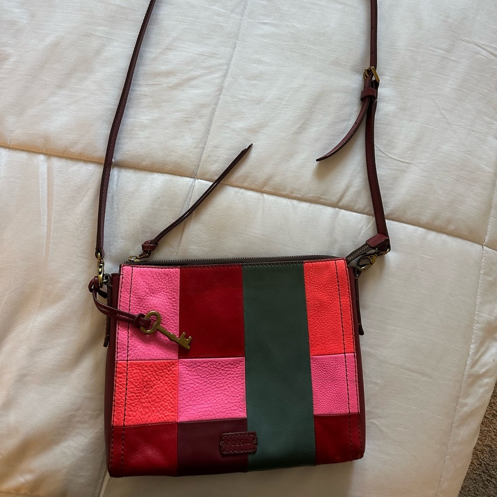 Stylish Pink and Green Crossbody Bag